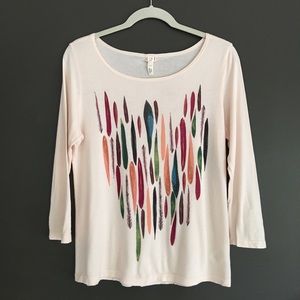Anthropologie feather Print Top- Size Small